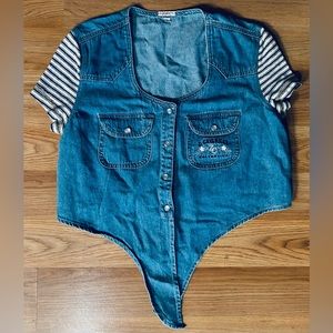 Vintage 1990s Z Cavaricci Women’s Button Denim Top Shirt Blouse